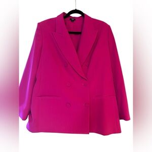 Express Double-Breasted Blazer Jacket - Fuchsia Pink